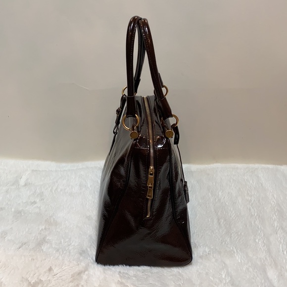Yves Saint Laurent Majorelle Patent Leather Bag chocolate brown color - Picture 6 of 16